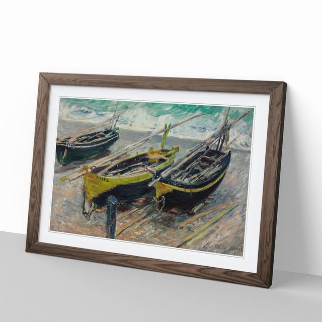 Three Fishing Boats by Claude Monet - Picture Frame Painting East Urban Home Size: 27cm H x 36cm W x 2cm D, Frame Option: Walnut on Productcaster.