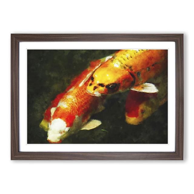 Koi Fish - Picture Frame Painting East Urban Home Size: 27cm H x 36cm W x 2cm D, Frame Option: Walnut Framed on Productcaster.