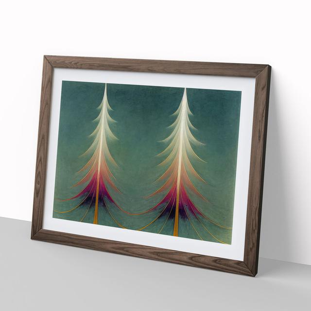 Magnificent Abstract Pine Trees - Picture Frame Painting ClassicLiving Frame Colour: Walnut, Size: 25cm H x 34cm W x 2cm D on Productcaster.