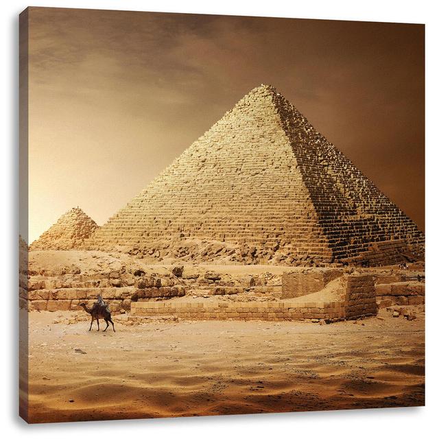 Leinwandbild Pyramids in Egypt at Sunset World Menagerie Maße: 40 cm H x 40 cm B x 1,8 cm T on Productcaster.