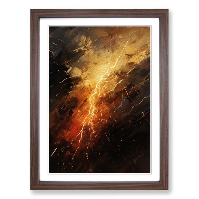 Thunderstorm Gestural Marlow Home Co. Format: Walnut Framed, Size: 34cm H x 25cm W on Productcaster.