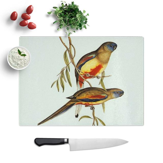 Tempered Glass Crimson-Bellied Parakeets Chopping Board East Urban Home Size: 39 cm W x 28.5 cm L on Productcaster.