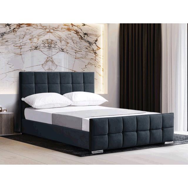 Kappler Upholstered Bed Frame Canora Grey Size: Super King (6'), Colour: Charcoal on Productcaster.