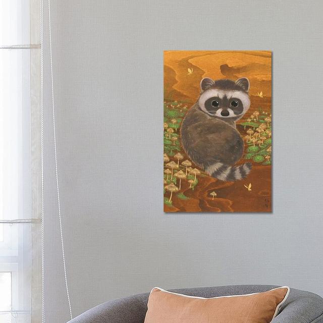 Raccoon And Mushrooms - Print on Canvas Harriet Bee Format: Wrapped Canvas, Size: 66.04cm H x 45.72cm W x 1.91cm D on Productcaster.