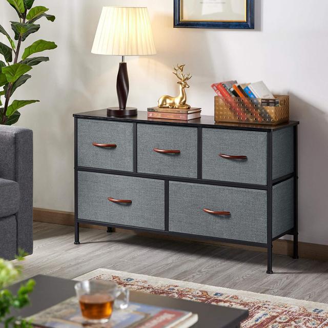 Adilyne 5 - Drawer Chest of Drawers Latitude Run Colour: Dark Grey on Productcaster.