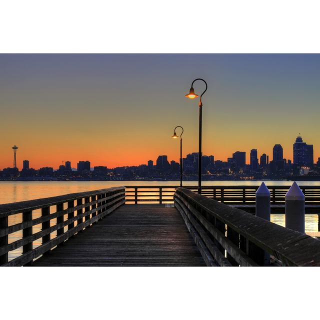 Seattle Skyline from the Pier at Sunrise - Wrapped Canvas Photograph 17 Stories Size: 20cm H x 30cm W on Productcaster.