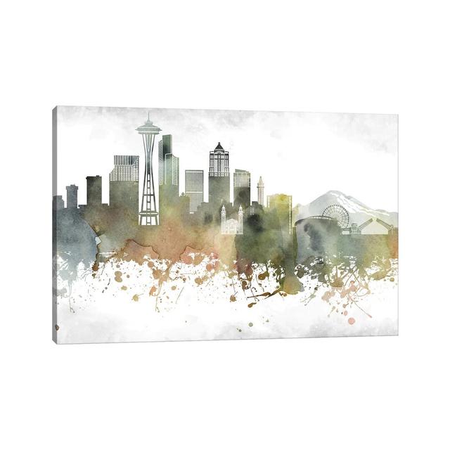 Seattle Skyline by WallDecorAddict - Wrapped Canvas Painting Latitude Run Size: 20.32cm H x 30.48cm W x 1.91cm D on Productcaster.