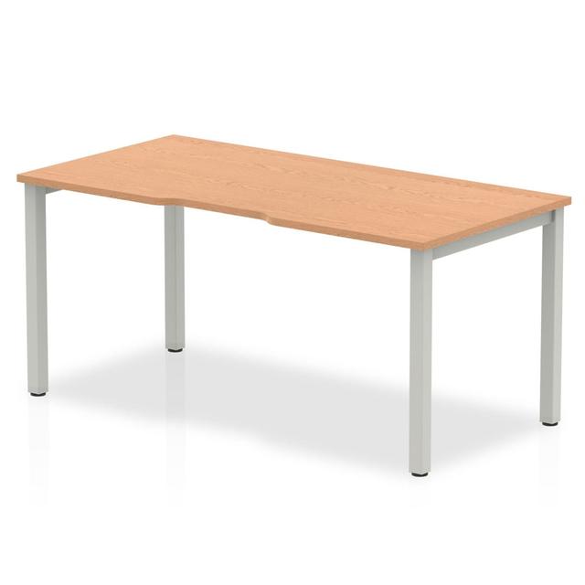 Jave Rectangular Computer Desk Ebern Designs Top Colour: Oak, Size: 73cm H x 140cm W x 80cm D, Frame Colour: Silver on Productcaster.