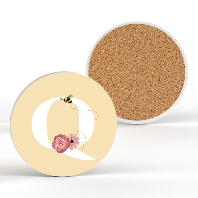 Bee Floral Coaster Brambly Cottage Letter: Q on Productcaster.