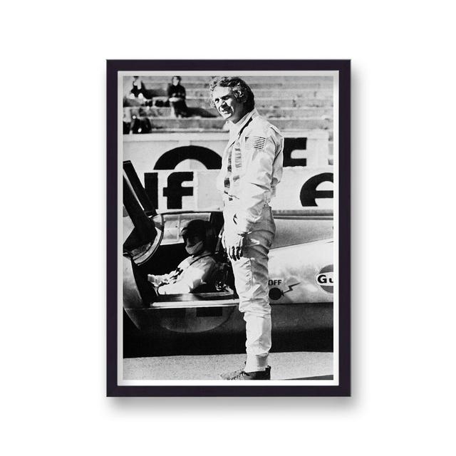 Steve Mcqueen In Motor Racing Suit 6 Standing By Porsche Le Mans - Single Picture Frame Print George Oliver on Productcaster.