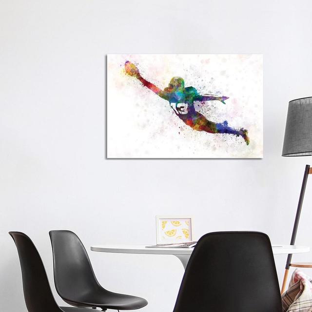 American Football Player Scoring Touchdown III by Paul Rommer - Wrapped Canvas Painting Latitude Run Size: 66.04cm H x 101.6cm W x 1.91cm on Productcaster.