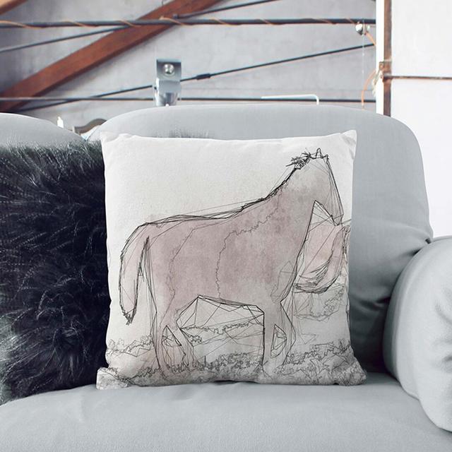 Horses in the Mist in Abstract Cushion with Filling East Urban Home Backing Colour: Stone, Size: 55cm H x 55cm W x 20cm D on Productcaster.