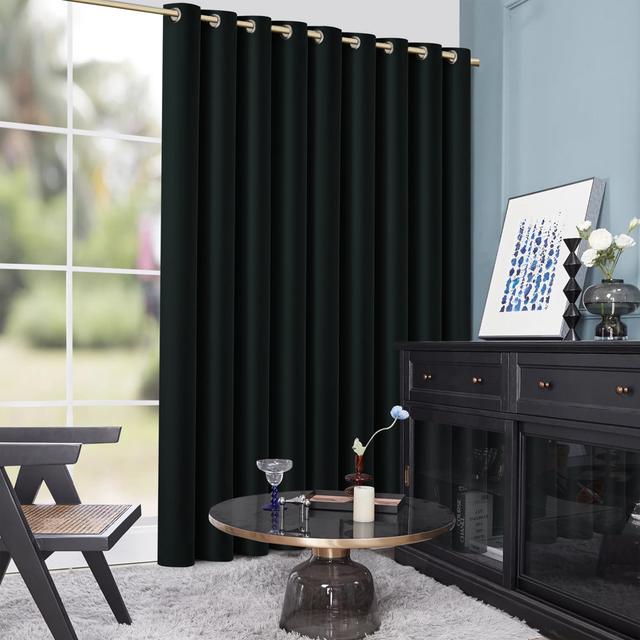 Luxury 230 GSM 100% Blackout Eyelet Room Darkening Curtain Pair Wayfair Samples Panel Size: 168 W x 183 D cm, Colour: Black on Productcaster.