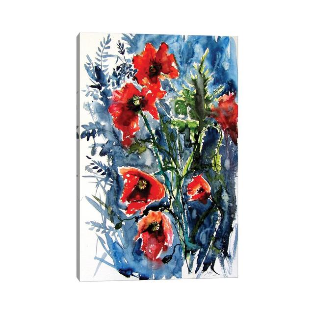 Wild Poppies by Anna Brigitta Kovacs - Wrapped Canvas Painting ClassicLiving Size: 30.48cm H x 20.32cm W x 1.91cm D on Productcaster.