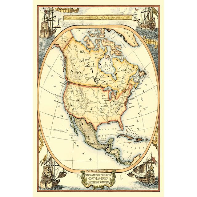 Nautical Map of North America by Vision Studio - Wrapped Canvas Art Prints Longshore Tides Size: 122cm H x 81cm W on Productcaster.