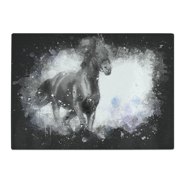 Tempered Glass Wild Horse Paint Splash Chopping Board East Urban Home Size: 28.5 cm x 39 cm on Productcaster.