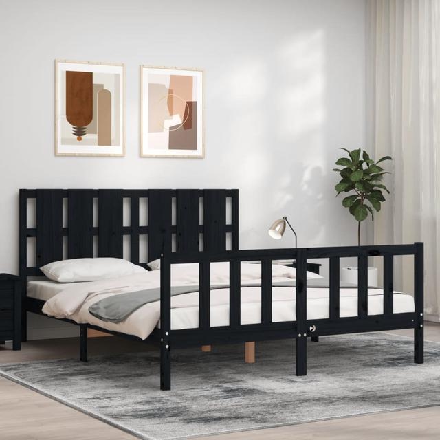 Bed Frame with Headboard Marlow Home Co. Colour: Black, Size: Kingsize (5') on Productcaster.