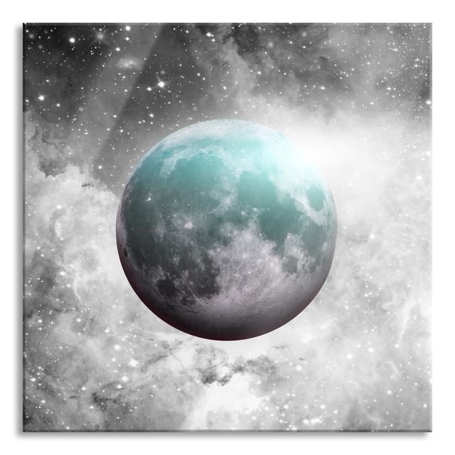 Our Moon In Stardust - No Frame Print on Glass Ebern Designs Size: 80cm H x 80cm W x 0.4cm D on Productcaster.