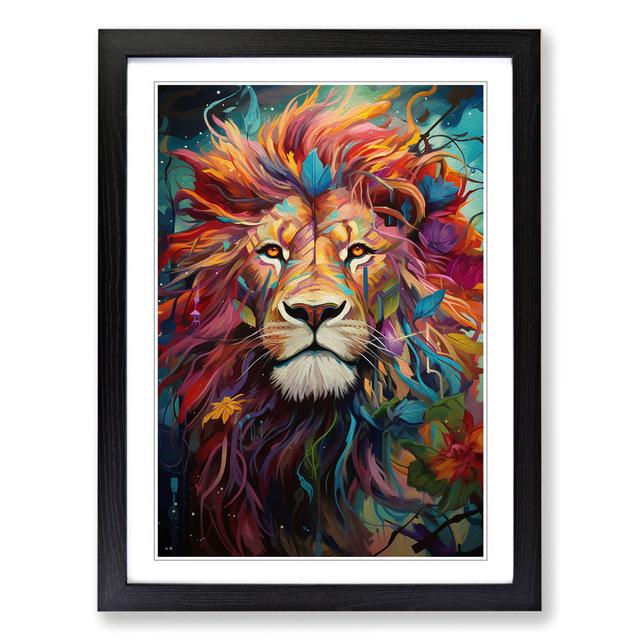 Lion Orphism Latitude Vive Size: 46cm H x 34cm W x 2cm D, Frame Colour: Black on Productcaster.