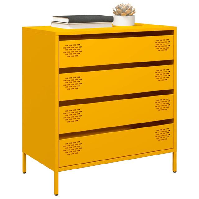 Sideboard aus kaltgewalztem Stahl, 68 x 39 x 73,5 cm ModernMoments Farbe: Senfgelb on Productcaster.