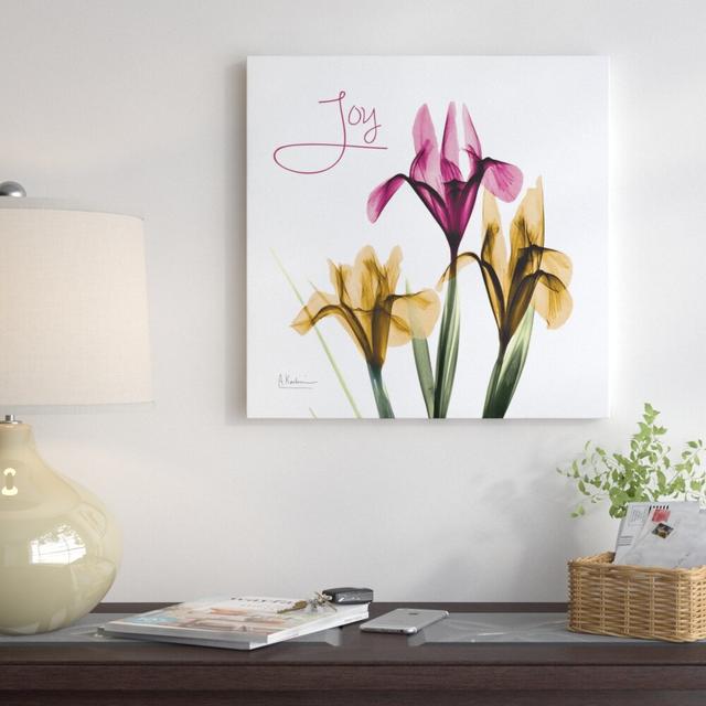 Pink Iris Joy - Wrapped Canvas Graphic Art Print East Urban Home Size: 61 cm H x 61 cm W on Productcaster.