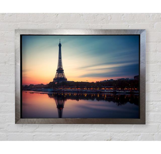 Eiffel Tower over the River Seine 4 Brayden Studio Size: 84.1cm H x 118.9cm W x 3.4cm D, Format: Silver Framed Paper on Productcaster.