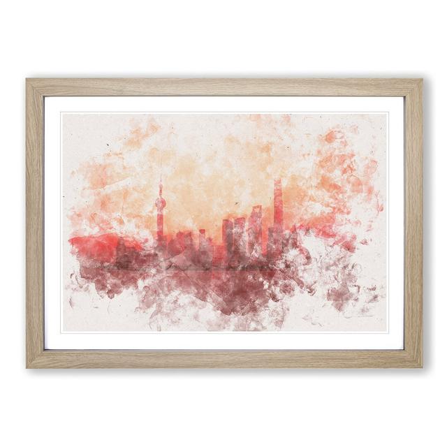 The Shanghai China Skyline - Picture Frame Painting Print East Urban Home Frame Option: Oak Framed, Size: 45cm H x 63cm W x 2cm D on Productcaster.