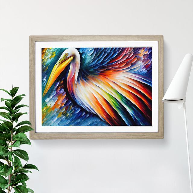 Pelican Painting Abstract House of Hampton Frame Colour: Oak, Size: 46cm H x 64cm W x 2cm D on Productcaster.