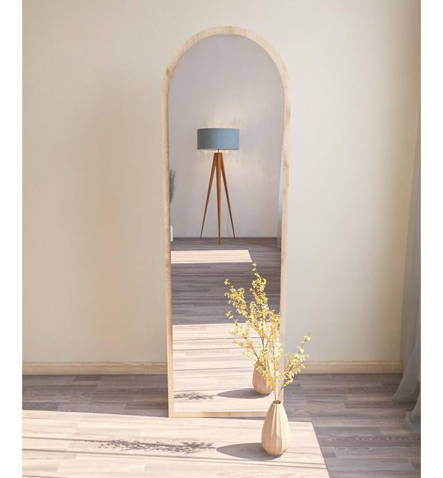 Mirror Dpolon, Mirror, Wall furnishing item, Mirror decoration, 50x2h160 cm, Black Latitude Run Finish: Oak on Productcaster.