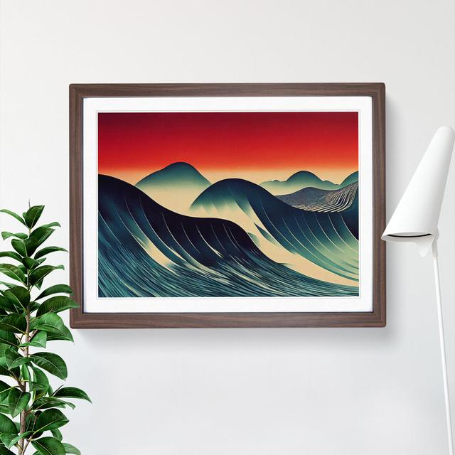 Ocean Wave Painted Vol.2 Abstract House of Hampton Size: 25cm H x 34cm W, Frame Colour: Walnut on Productcaster.