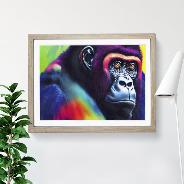 Colourful Gorilla - Picture Frame Graphic Art Latitude Run Frame Colour: Oak Framed, Size: 46cm H x 64cm W x 2cm D on Productcaster.