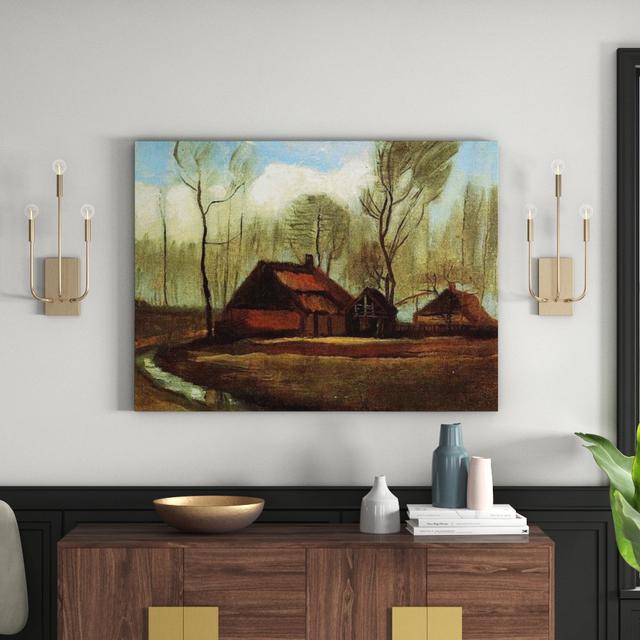 'Farmhouses Among Trees' by Vincent Van Gogh Painting Print East Urban Home Size: 60cm H x 80cm W x 1.8cm D on Productcaster.