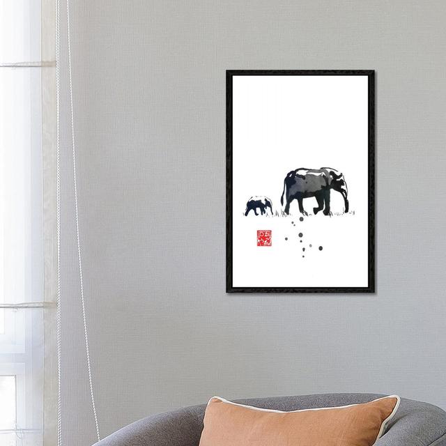 Elephant Family - Print on Canvas Bloomsbury Market Format: Black Framed, Size: 66.04cm H x 45.72cm W x 3.81cm D on Productcaster.