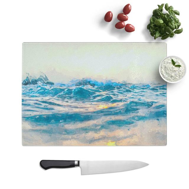 Glass Kavourotrypes Beach in Greece in Abstract Chopping Board East Urban Home Size: 28.5 cm W x 20 cm L on Productcaster.