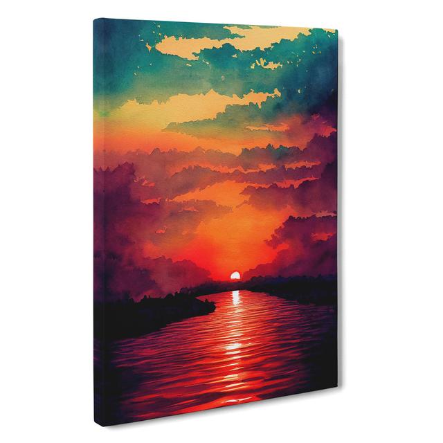 Watercolour Sunset Lake No.6 House of Hampton Size: 50cm H x 35cm W x 3cm D on Productcaster.