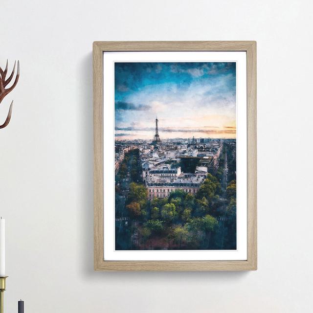 Eiffel Tower And The Paris Skyline - Single Picture Frame Painting on MDF East Urban Home Size: 33cm H x 24cm W x 2cm D, Frame Option: Oak Framed on Productcaster.