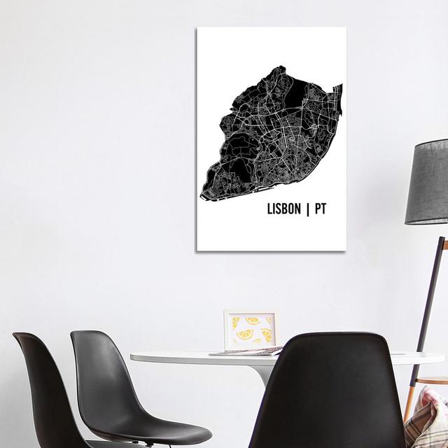 Lisbon Map by Mr. City Printing - Wrapped Canvas Print Borough Wharf Size: 101.6cm H x 66.04cm W x 3.81cm D on Productcaster.