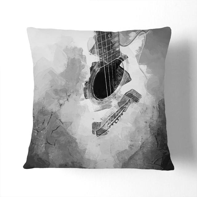 Cracked Acoustic Guitar Cushion with Filling East Urban Home Size: 55cm H x 55cm W x 20cm D, Backing Colour: White on Productcaster.