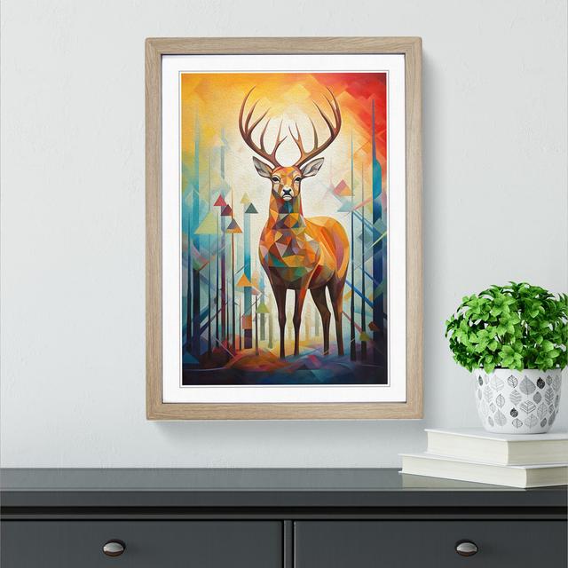 Deer Cubism - Single Picture Frame Art Prints on Wood Alpen Home Format: Oak, Size: 64" H x 46" W x 2" D on Productcaster.