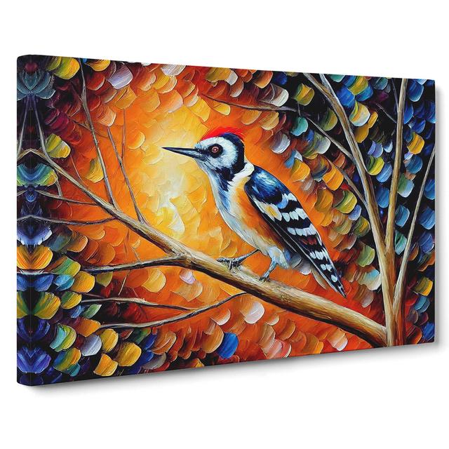 Woodpecker Bird Vol.5 Abstract - Wrapped Canvas Print Marlow Home Co. Size: 35cm H x 50cm W x 3cm D on Productcaster.