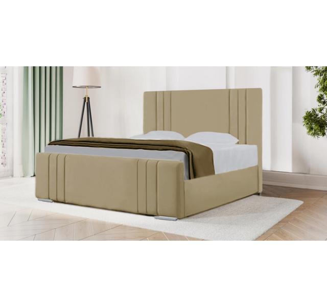 Delamora Upholstered Bed Latitude Run Size: Super King (6'), Colour: Mink on Productcaster.