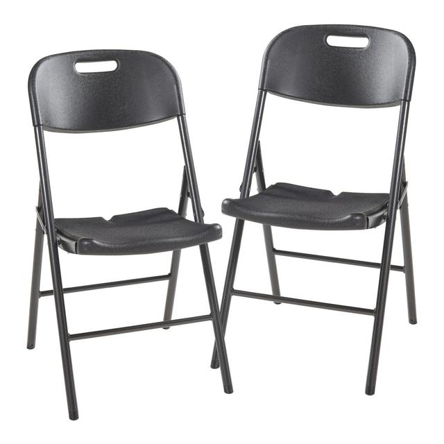 Ionia Plastic Banquet Folding Chair Folding Chair Set (Set of 2) Brayden Studio Colour: Black on Productcaster.