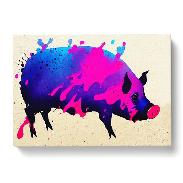 Pig Splash Abstract - Wrapped Canvas Painting Brambly Cottage Size: 35cm H x 50cm W x 3cm D on Productcaster.