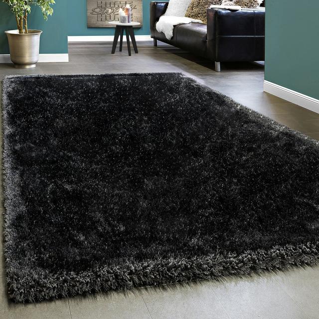 Boykin Solid Colour Anthracite Area Rug Etta Avenue Rug Size: Rectangular 120 x 170cm on Productcaster.