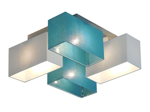 Seaton 4-Light Semi Flush Mount Latitude Run Frame Colour: Tan, Shade Colour: Turquoise and white on Productcaster.