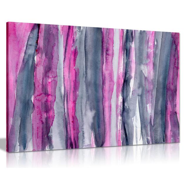 Abstract Modern Pink & Grey Canvas Wall Art Picture Print Panther Print Size: 51cm H x 76cm W on Productcaster.