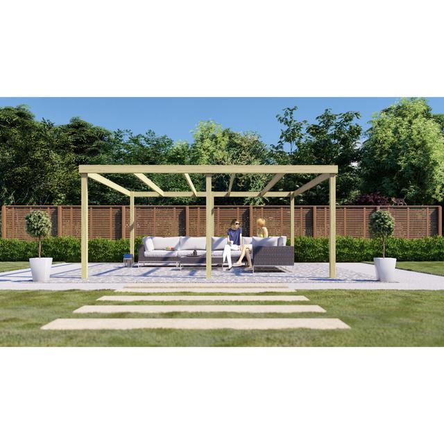 Angelys Solid Wood Pergola Canora Grey Size: 18' x 8', Finish: Light Green on Productcaster.