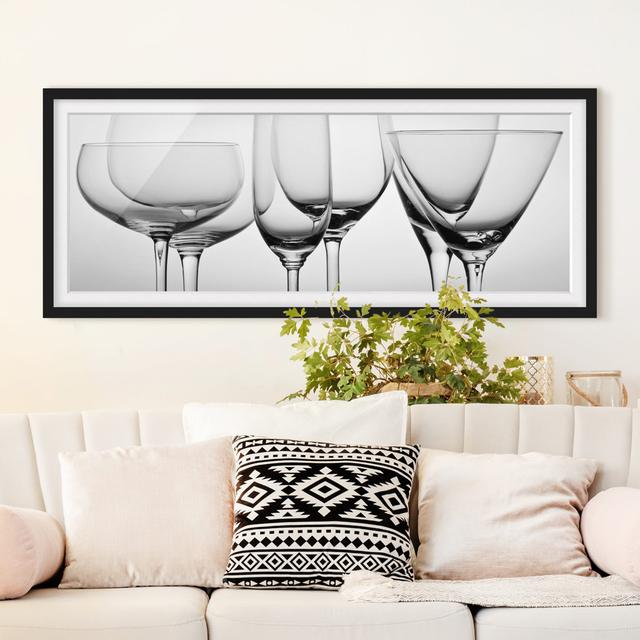 Noble Glasses Black and White - Picture Frame Graphic Art Ebern Designs Size: 30cm H x 70cm W x 2cm D, Frame Option: Black Framed on Productcaster.