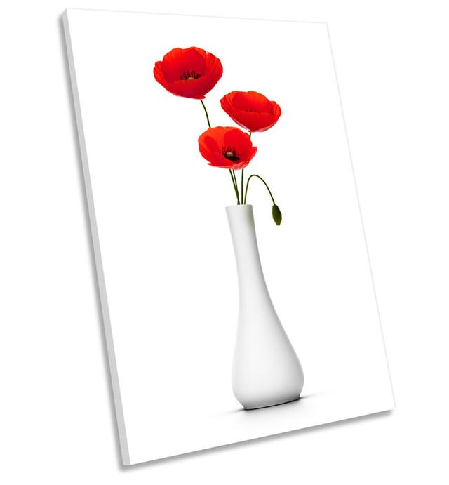 Red Poppy Flower Vase Picture CANVAS WALL ART Portrait Print 17 Stories Size: 45.7cm H x 30.5cm W x 2cm D on Productcaster.