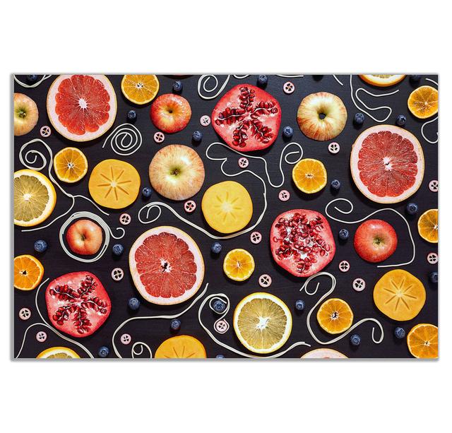 Colourful Fruits Pattern Kitchen Canvas Wall Art Picture Print (12X8in) Panther Print Size: 46cm H x 31cm W on Productcaster.